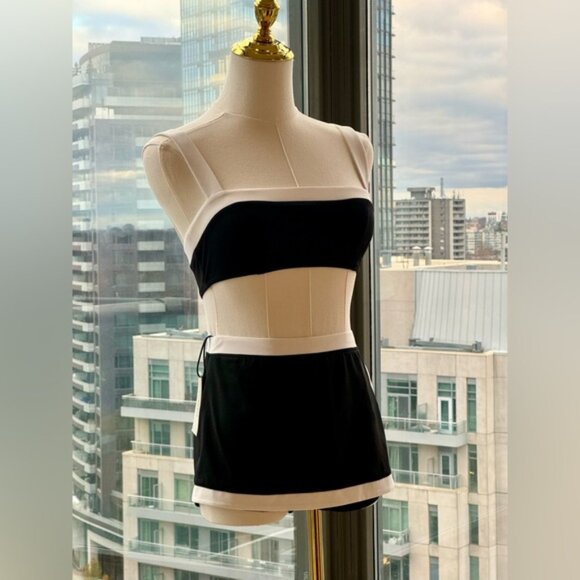 🆕 STAUD 🧿 NWT BIack White Bikini Set- Liv Top - Sz S & Nell Swim Skirt - Sz XS - Picture 5 of 16